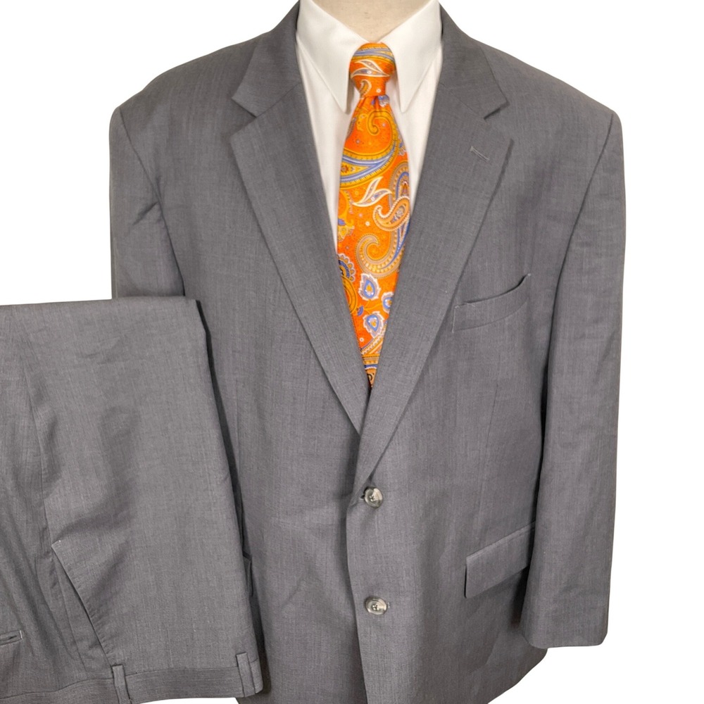 Jos A Bank Suit Mens‎ 52R 47W Gray Minimalist Career 2-Button Corporate Wool